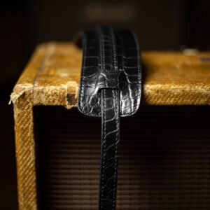 Laurence Kenyon Vintage Guitar Strap in Ebony North American Alligator